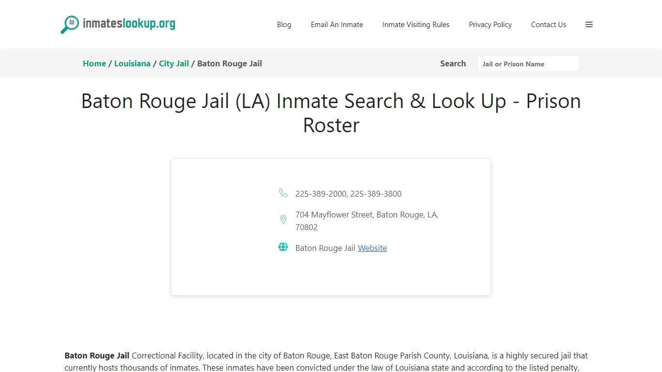 Baton Rouge Jail (LA) Inmate Search & Look Up - Prison Roster